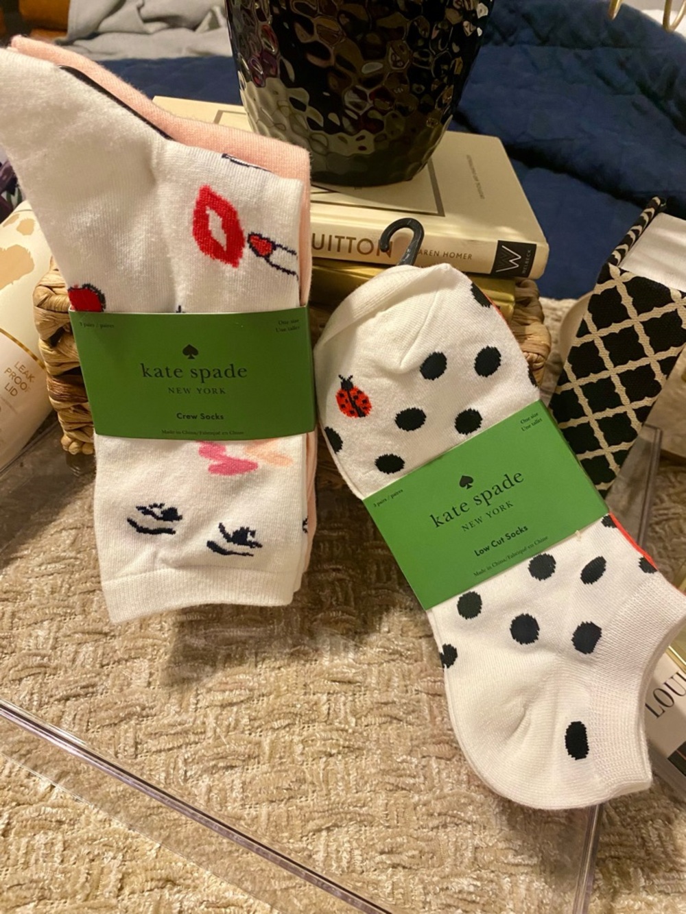 kate spade Low Cut Socks with Red Ladybugs Along with Crew Socks